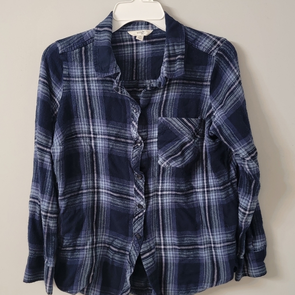 Terra & Sky Navy and Lavender Plaid Shirt
